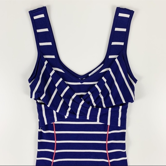 Jessica Simpson bodycon navy & white striped dress with a pop of pink. - Picture 6 of 10
